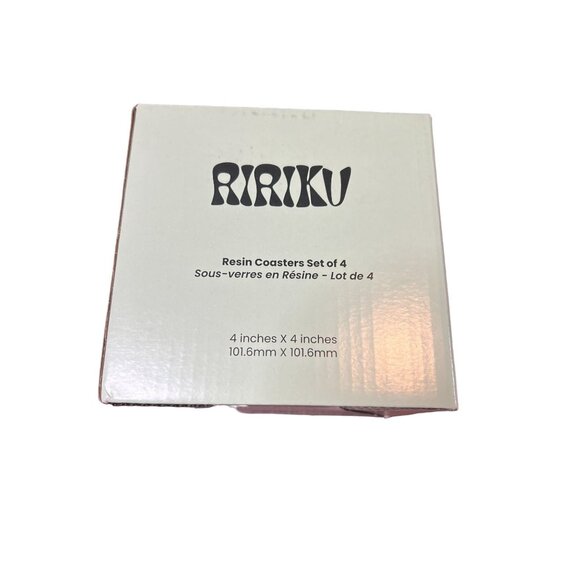 Ririku Resin Coasters Set 4-Pack 4" x 4" Non-Slip Easy Clean Perfect NIB - Picture 2 of 4